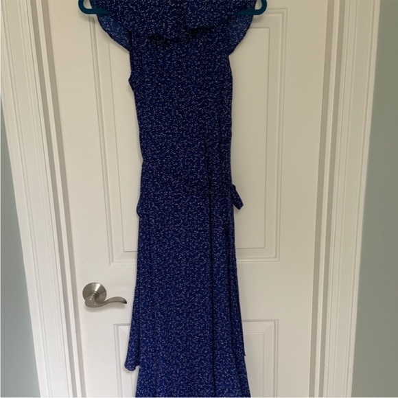 Max Studio Blue White Polka Dotted Wrap Midi Dress Confetti XS, summer party - Picture 6 of 6